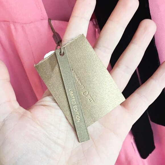 NWT Massimo Dutti Pink Wide  Leg Butterfly Sleeve Flowy Jumpsuit w Black Bow 2 - Picture 5 of 9